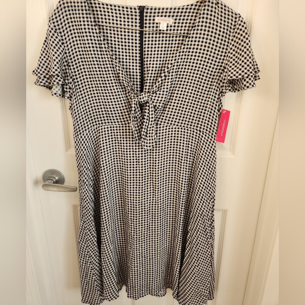 Xhilaration Blue and White Gingham Dress